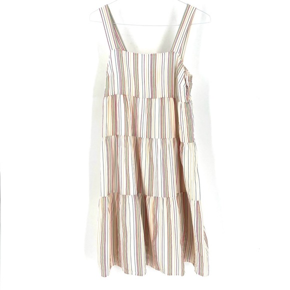 MADEWELL Button-Back Tiered Textural Rainbow Stripe Sun Summer Casual Dress - Picture 4 of 9